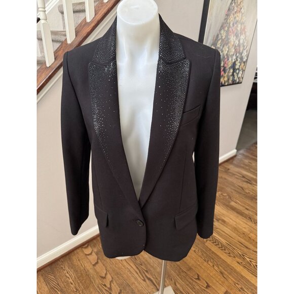 Zadig & Voltaire Viking Strass Embellished Blazer Jacket Black Size 34 / 2 / XS - Picture 3 of 5